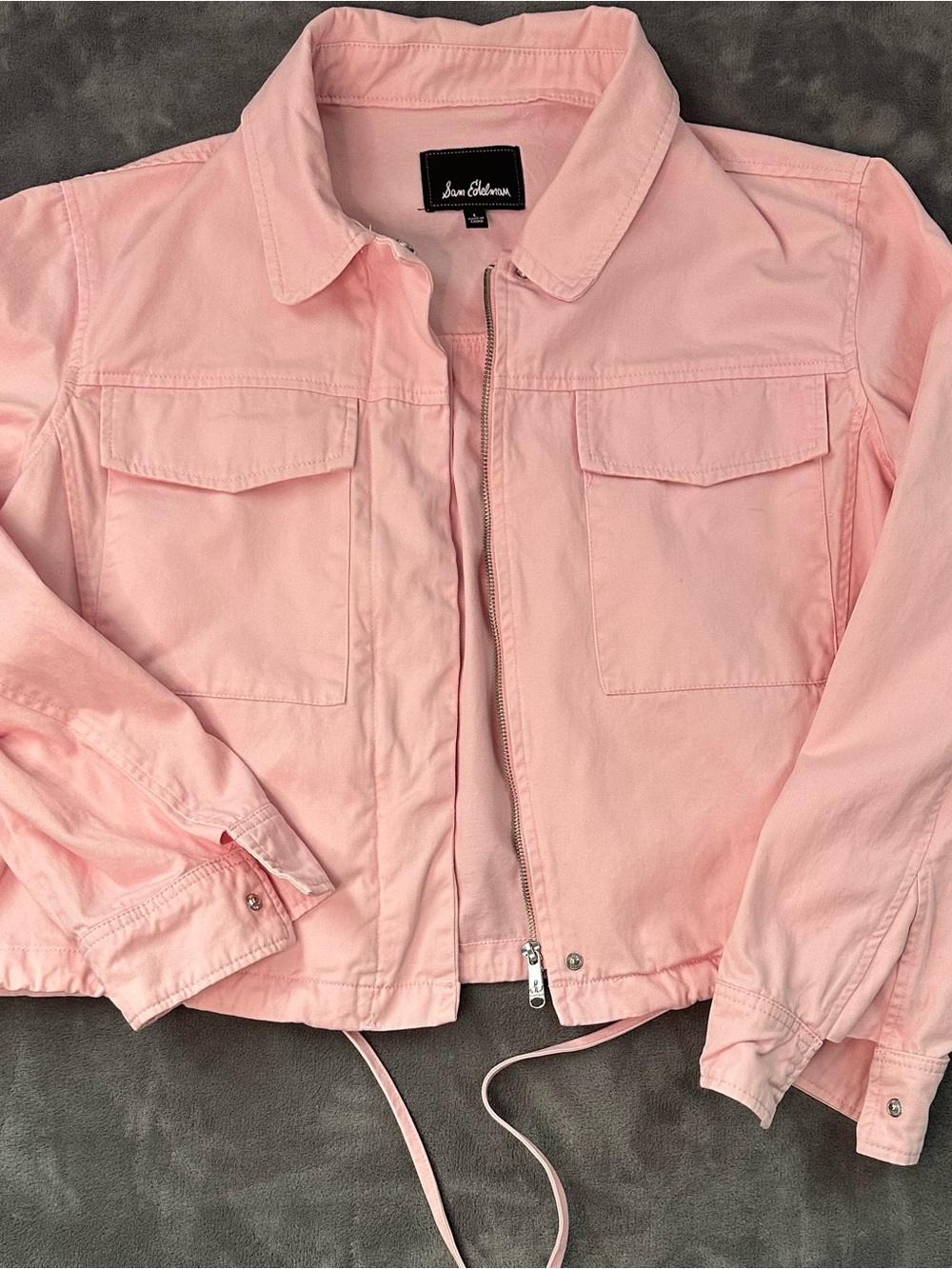 Sam Edelman Light Pink Zip-Front Jean Jacket
